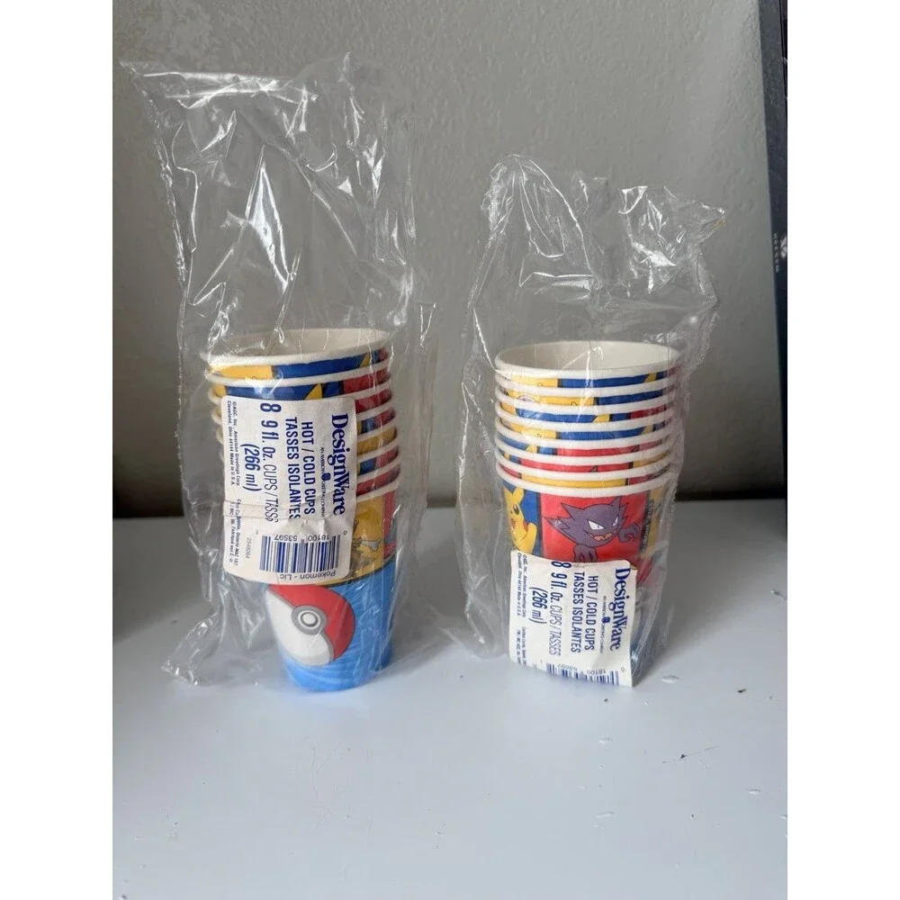 1999 Pokemon Paper Cups 16 Count Sealed Vintage DesignWare Pikachu Party NOS